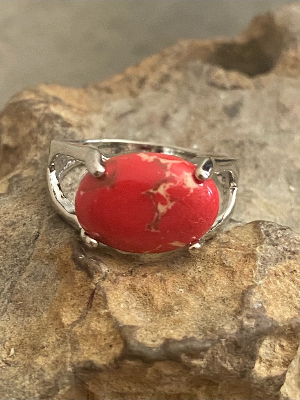 5/$10❤️❤️❤️NEW Silver Tone Zinc Alloy Resin Swirl Cabochon Ring